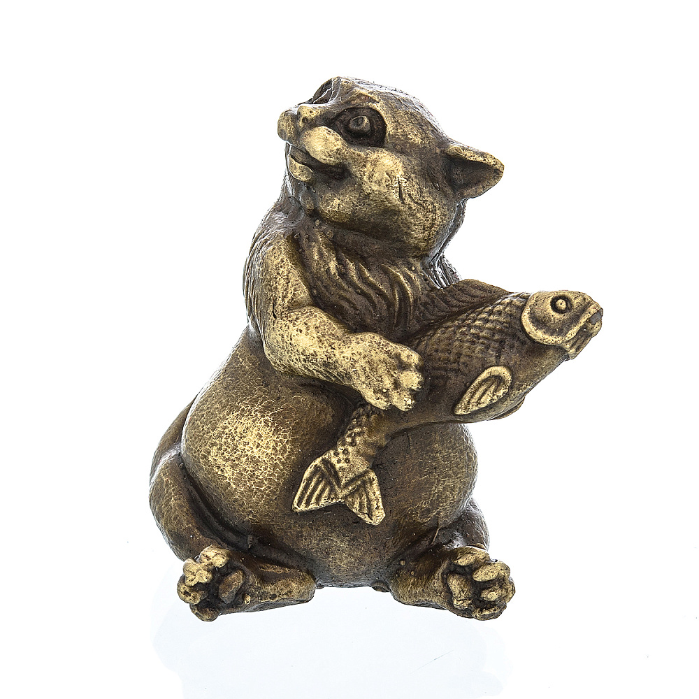 Бронзовая скульптура «Кот с рыбой» - интернет магазин Русь Велика я фото 2