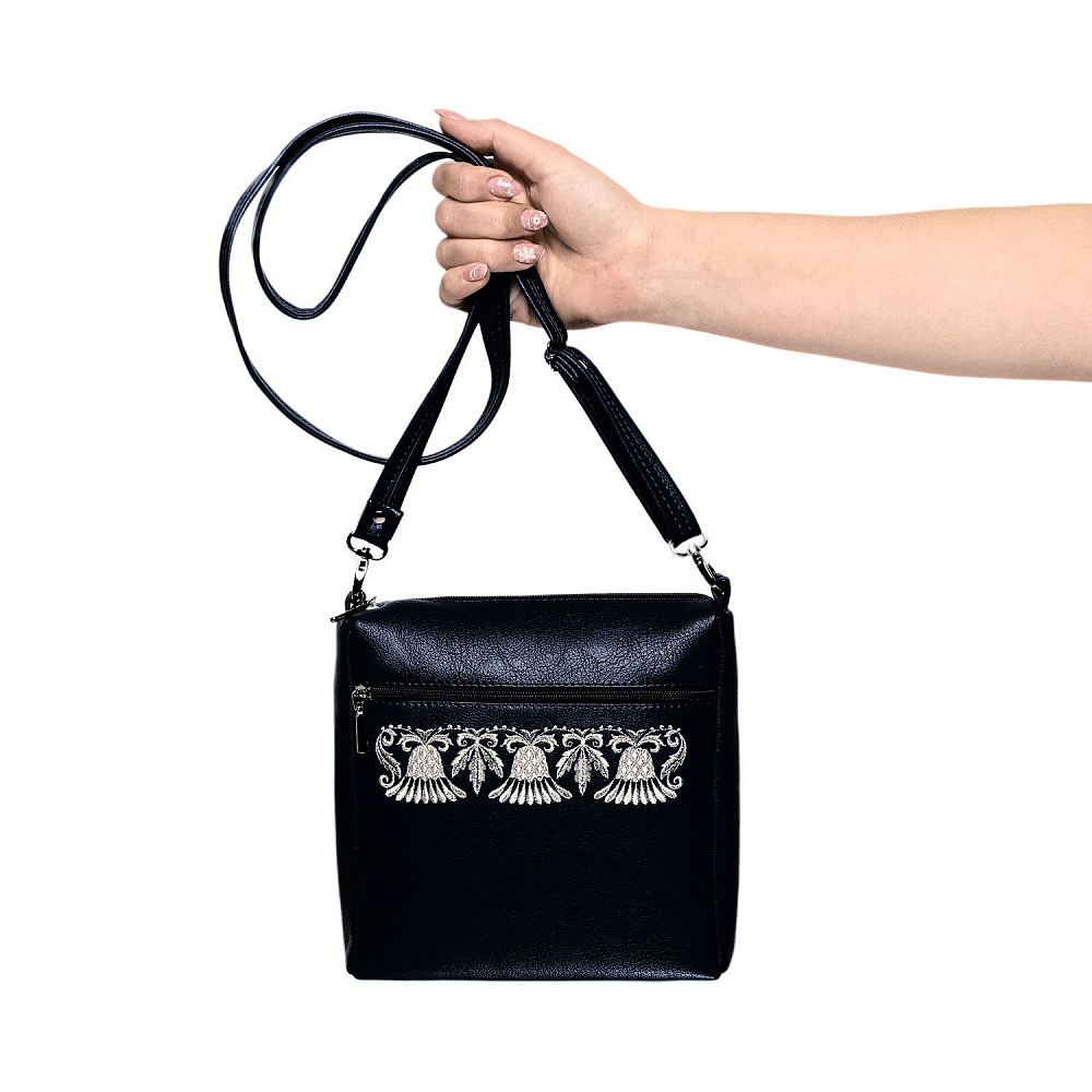 Сумка «Цветок-оберег». Темно-синяя с вышивкой - интернет магазин Русь Велика я фото 5