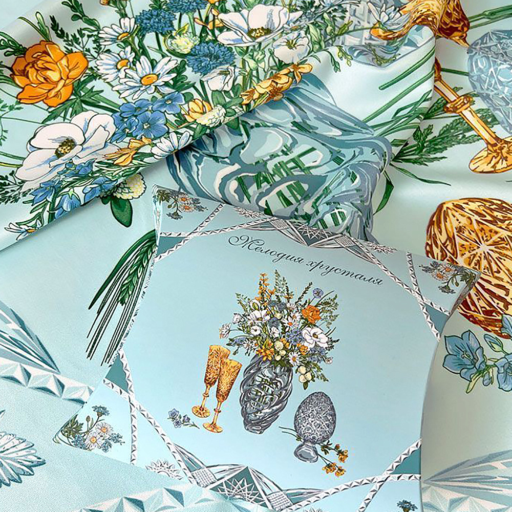 Платок шелковый «Мелодия хрусталя» 90х90 см - интернет магазин Русь Велика я фото 4