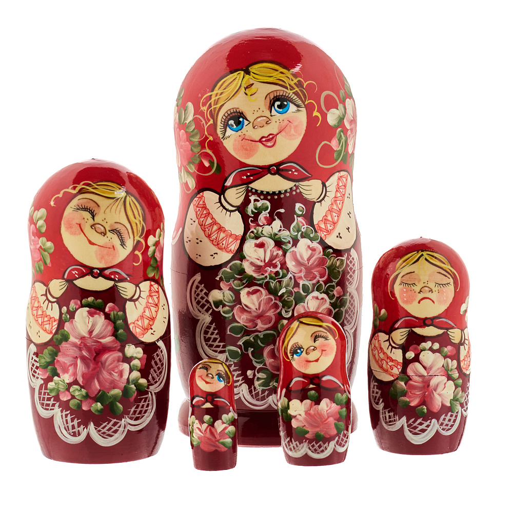 Матрешка «Цветы» 5 мест - интернет магазин Русь Велика я 