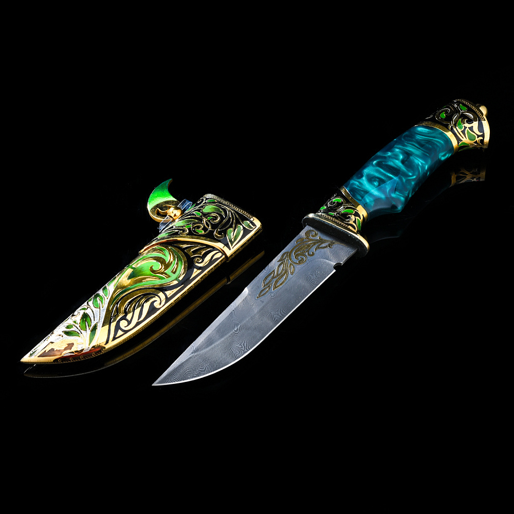 Нож сувенирный с золочением и эмалью. Златоуст - интернет магазин Русь Велика я 