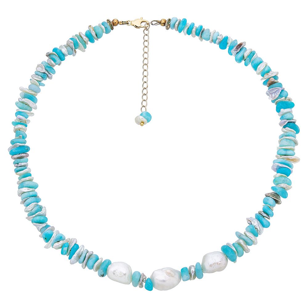 Колье из амазонита и жемчуга «Райский остров» - интернет магазин Русь Велика я 