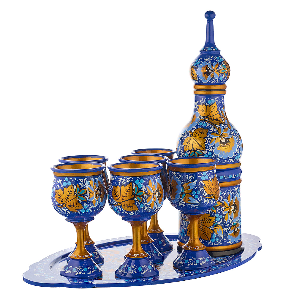 Питейный набор для шампанского «Цветы». Хохлома - интернет магазин Русь Велика я фото 1