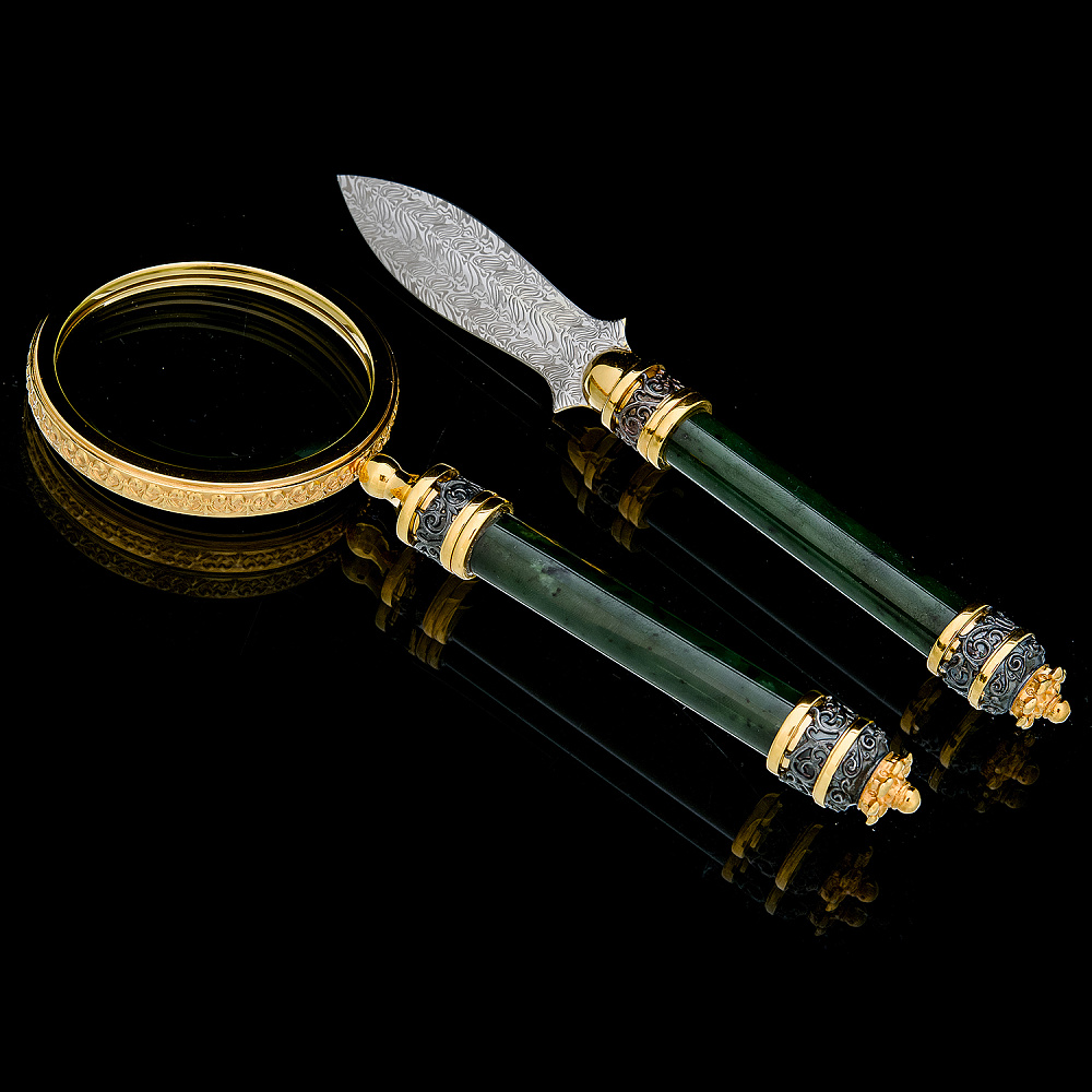 Набор с лупой и ножом «Кабинетный». Златоуст - интернет магазин Русь Велика я 