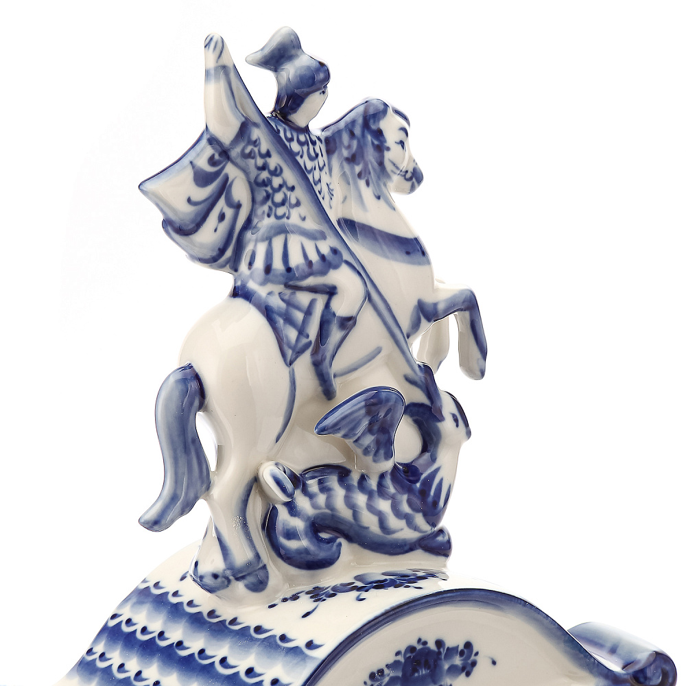 Часы «Георгий Победоносец». Фарфор Гжель - интернет магазин Русь Велика я фото 3