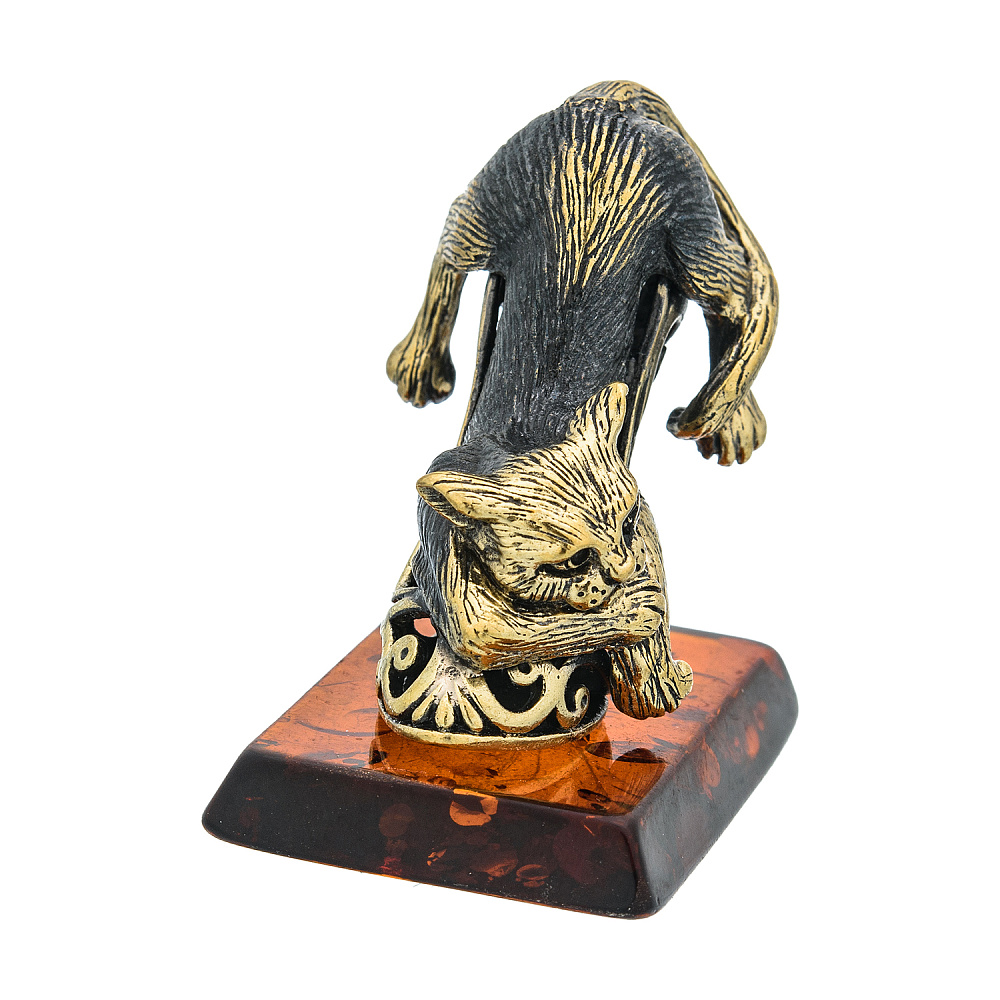 Статуэтка с янтарем «Кот на туфельке Золушки» - интернет магазин Русь Велика я фото 4