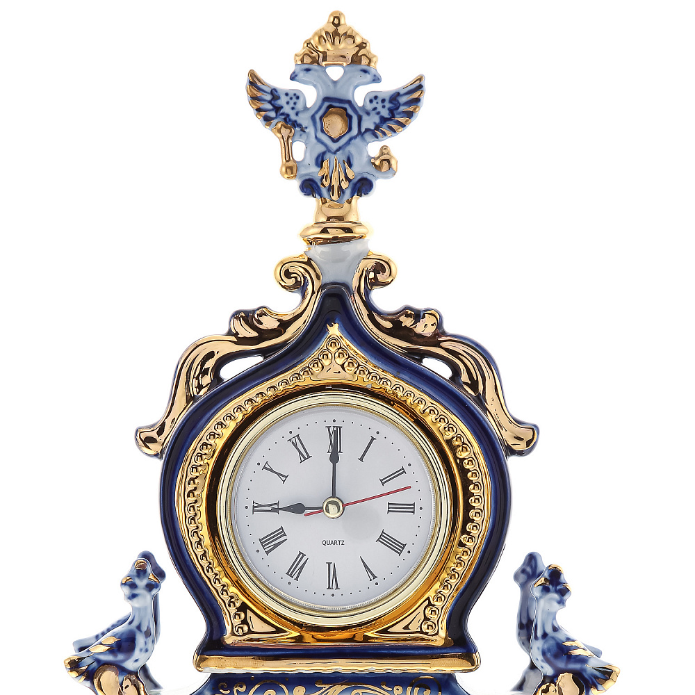 Часы настольные «Царский трон». Гжель в цвете и золоте - интернет магазин Русь Велика я фото 2