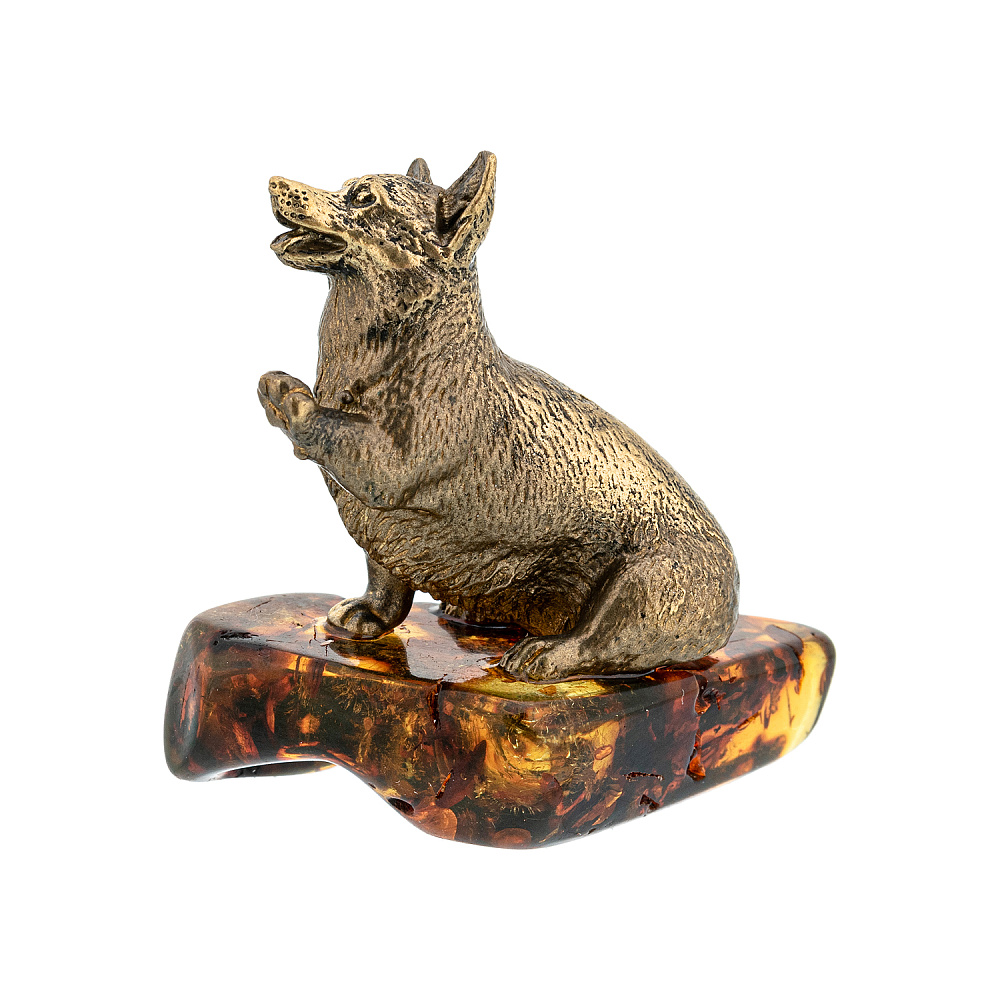 Статуэтка с янтарем «Собака корги» - интернет магазин Русь Велика я фото 2