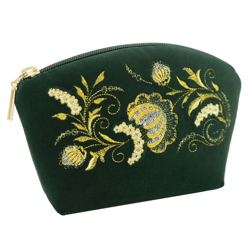 Косметичка «Серенада». Темно-зеленая с вышивкой - интернет магазин Русь Велика я 