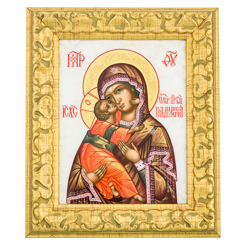 Икона на перламутре «Владимирская Божья Матерь» 14х17 см - интернет магазин Русь Велика я 