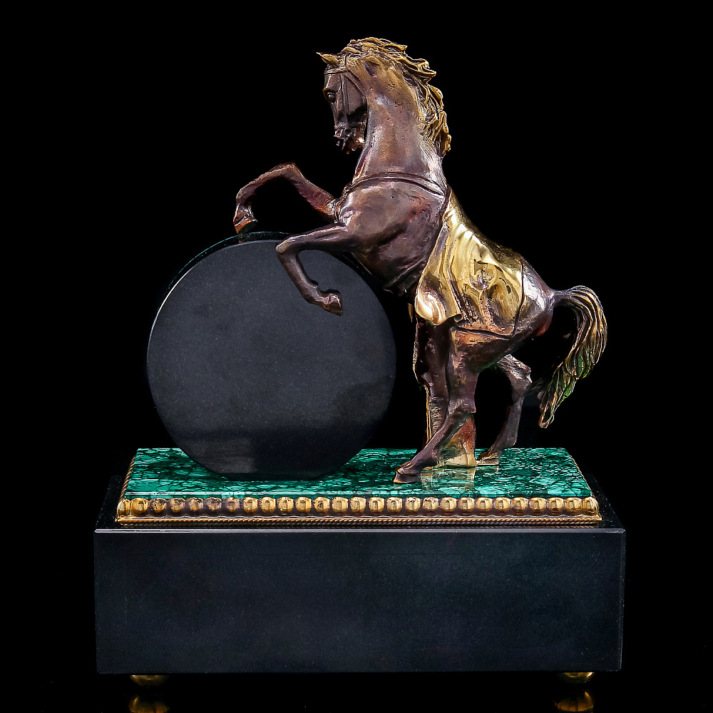 Настольные часы из малахита «Конь с попоной» - интернет магазин Русь Велика я фото 4