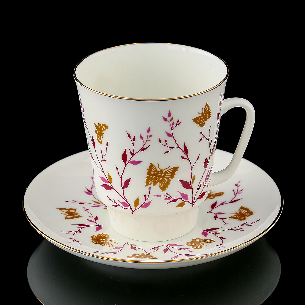 Кофейная пара 165 мл «Розовые веточки». Форма Майская. ИФЗ - интернет магазин Русь Велика я фото 1