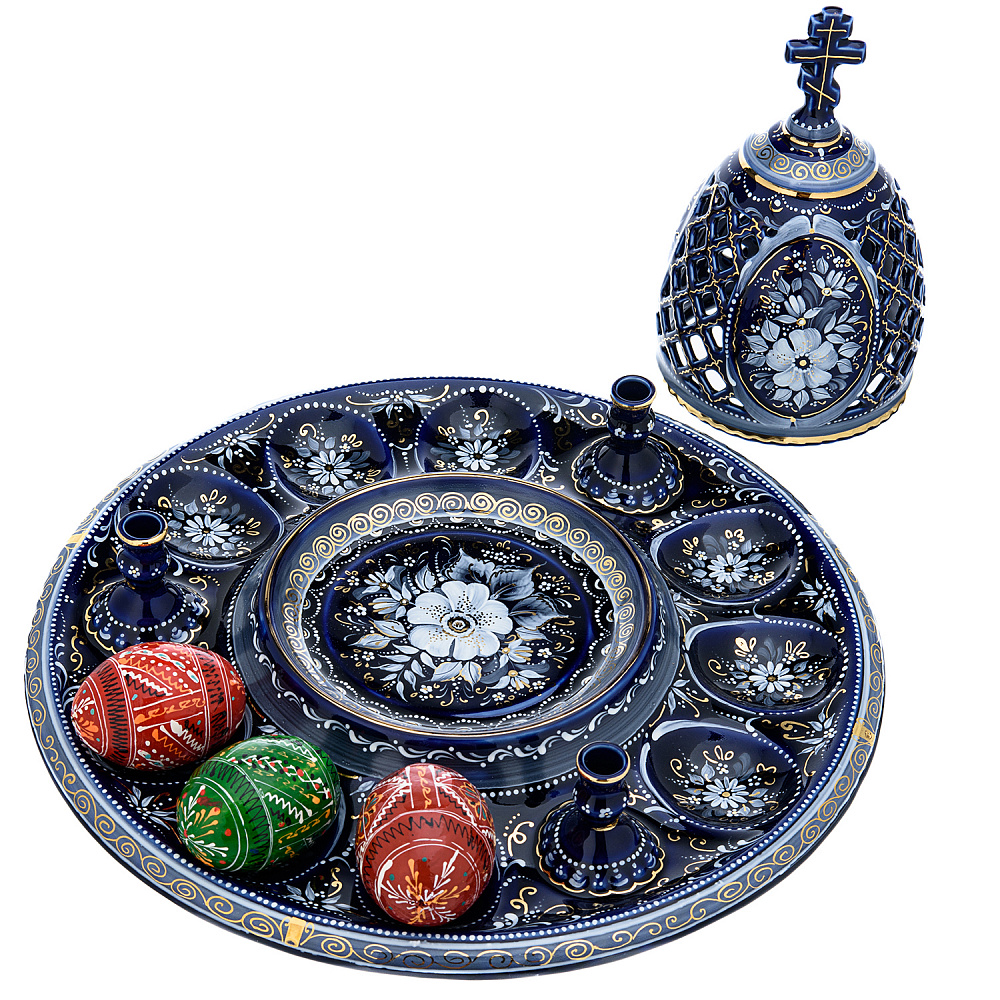 Пасхальница на 9 яиц «Морозко». Гжель в золоте - интернет магазин Русь Велика я фото 8