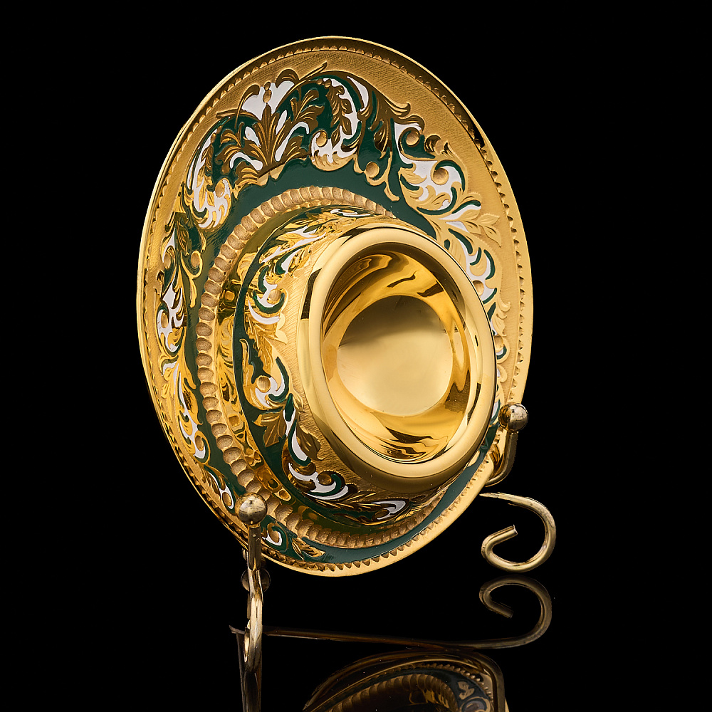 Подставка под яйцо с позолотой и эмалью. Златоуст - интернет магазин Русь Велика я фото 3