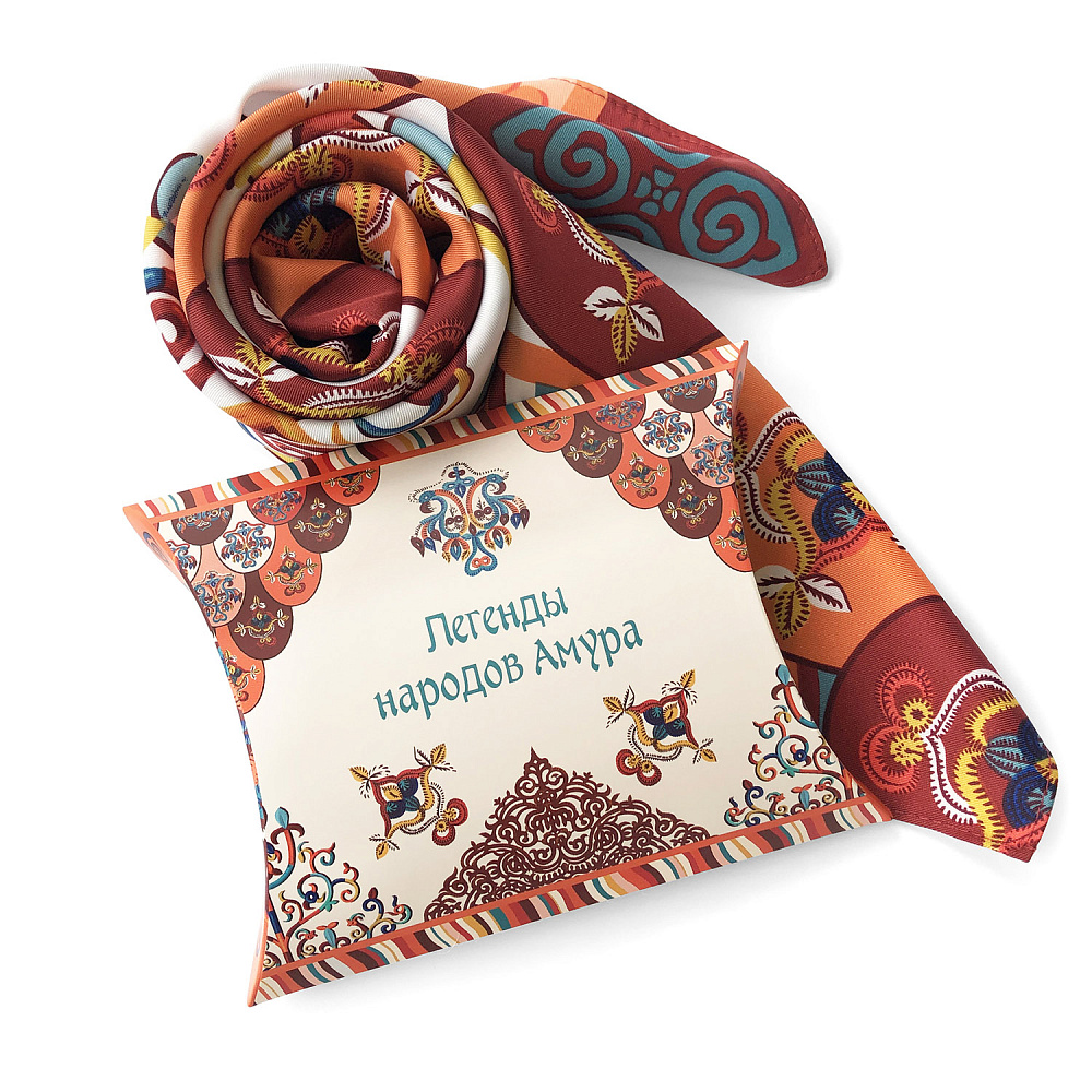 Платок шелковый «Легенды народов Амура» 90х90 см - интернет магазин Русь Велика я фото 4