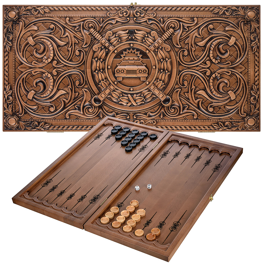 Деревянные резные нарды «ГИБДД» 60х30 см - интернет магазин Русь Велика я 