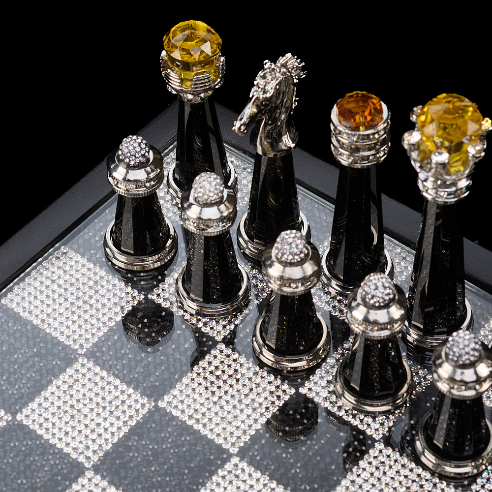 Шахматы со стразами и хрустальными фигурами 29х29 см Asfour Crystal - интернет магазин Русь Велика я фото 1
