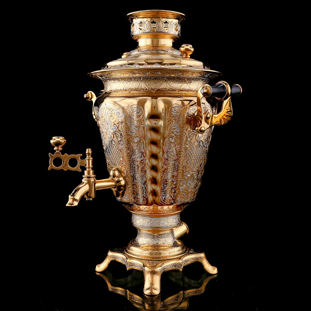 Самовар электрический 3 л с позолотой. Златоуст - интернет магазин Русь Велика я фото 1