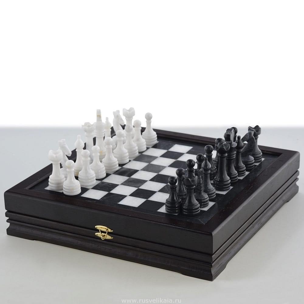 Шахматы из камня 33x33 см - интернет магазин Русь Велика я 