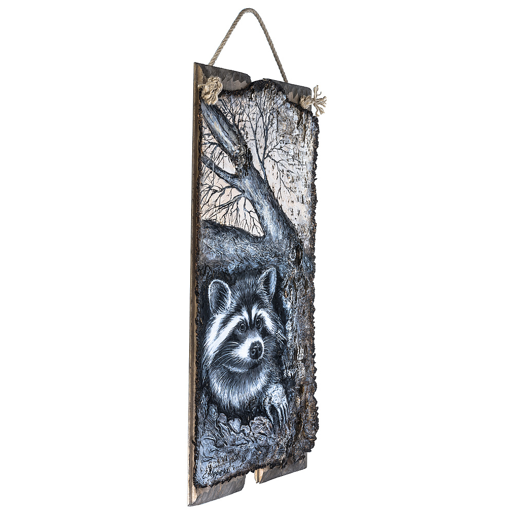 Картина на бересте «Енот» 34х70 см - интернет магазин Русь Велика я фото 2