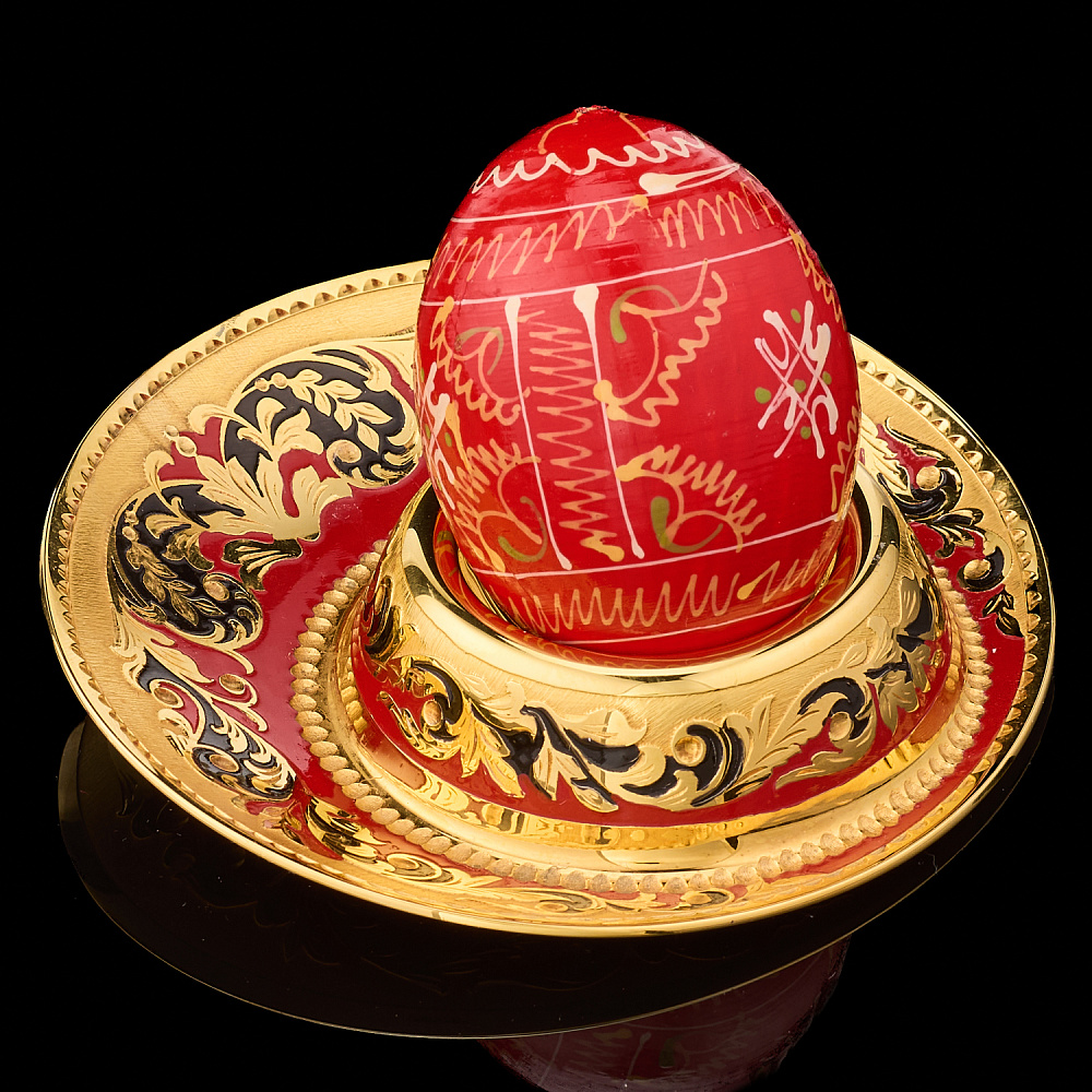 Подставка под яйцо с позолотой и эмалью. Златоуст - интернет магазин Русь Велика я фото 2