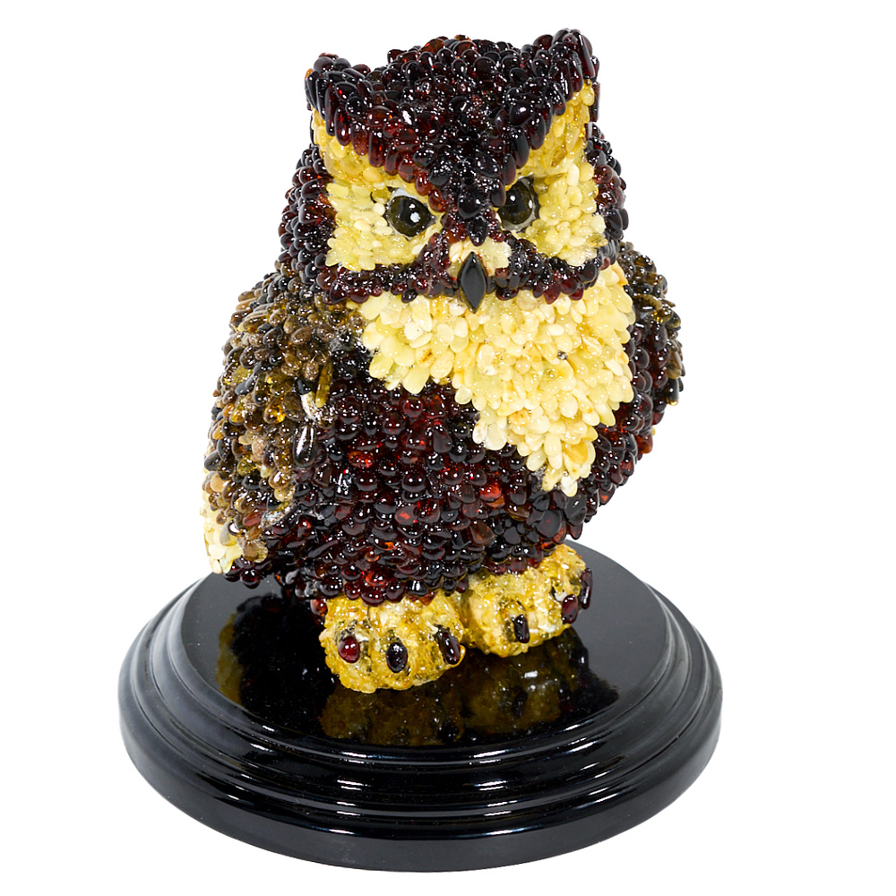 Скульптура из янтаря «Мудрая сова» - интернет магазин Русь Велика я 