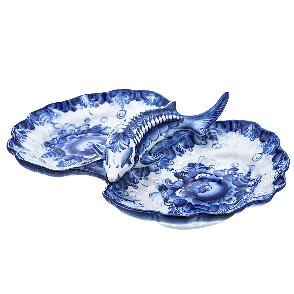 Менажница «Осетр». Гжель - интернет магазин Русь Велика я фото 3