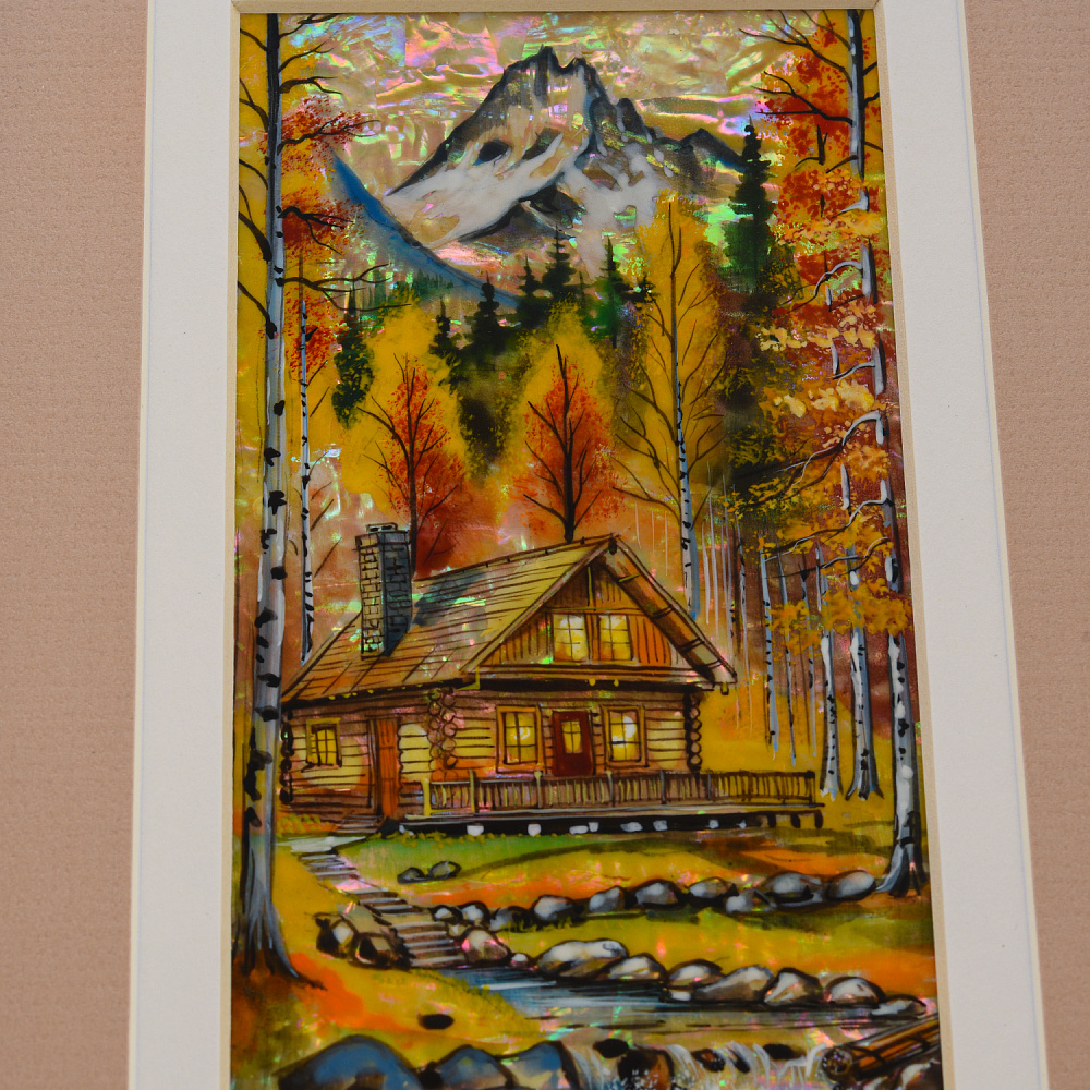 Картина на перламутре «Осень. Дом» 28х22 см - интернет магазин Русь Велика я фото 1