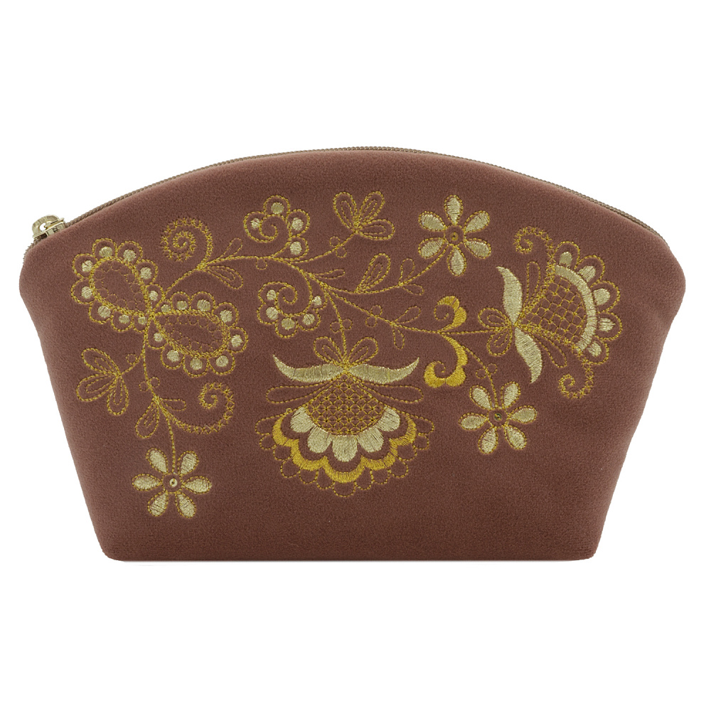 Косметичка «Цветы». Темно-розовая с вышивкой - интернет магазин Русь Велика я фото 1