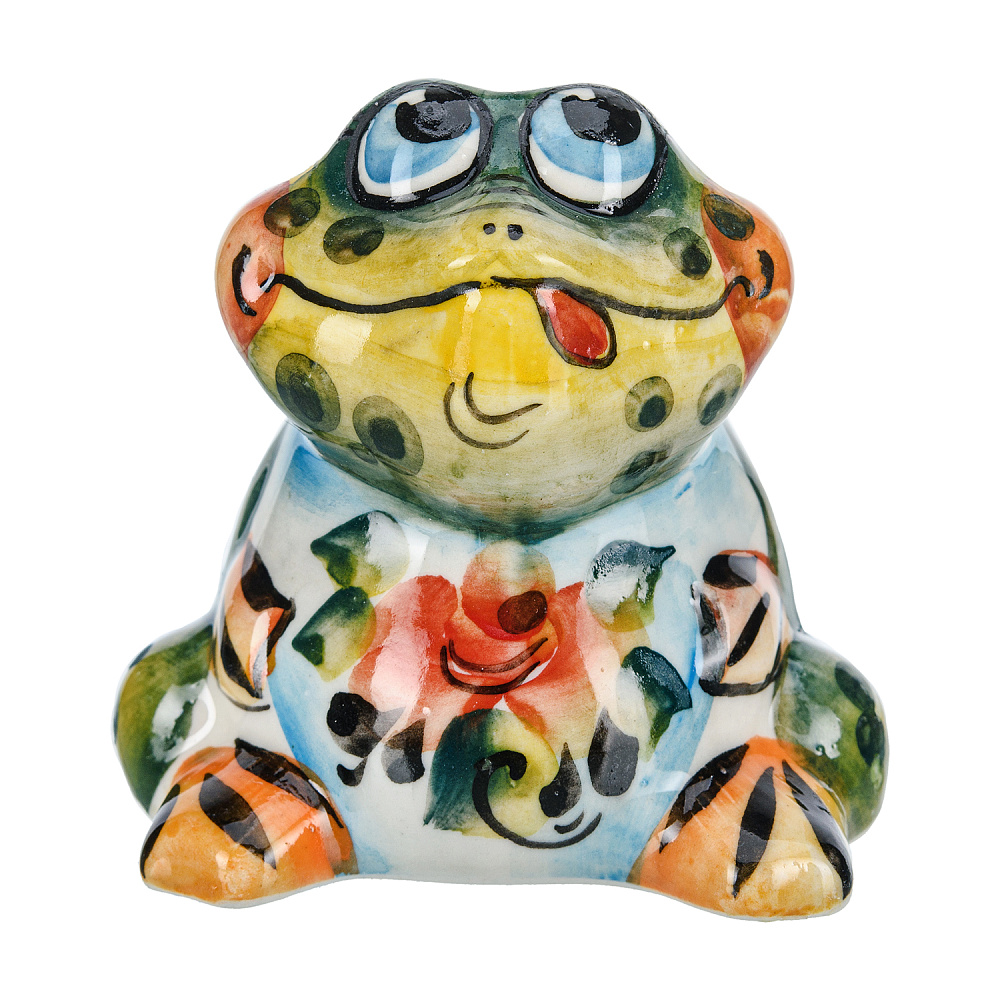 Статуэтка «Жаба». Гжель в цвете - интернет магазин Русь Велика я 