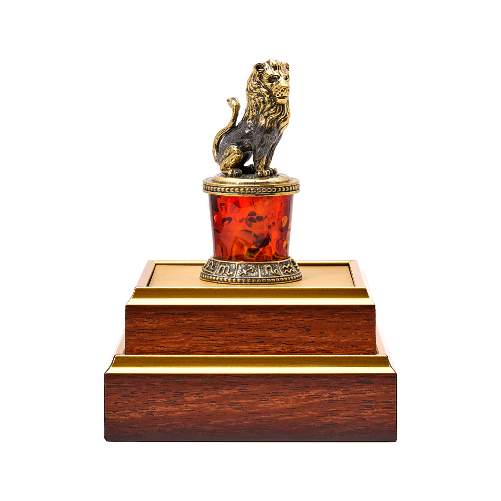 Статуэтка из янтаря и бронзы «Знак Зодиака Лев» - интернет магазин Русь Велика я фото 2