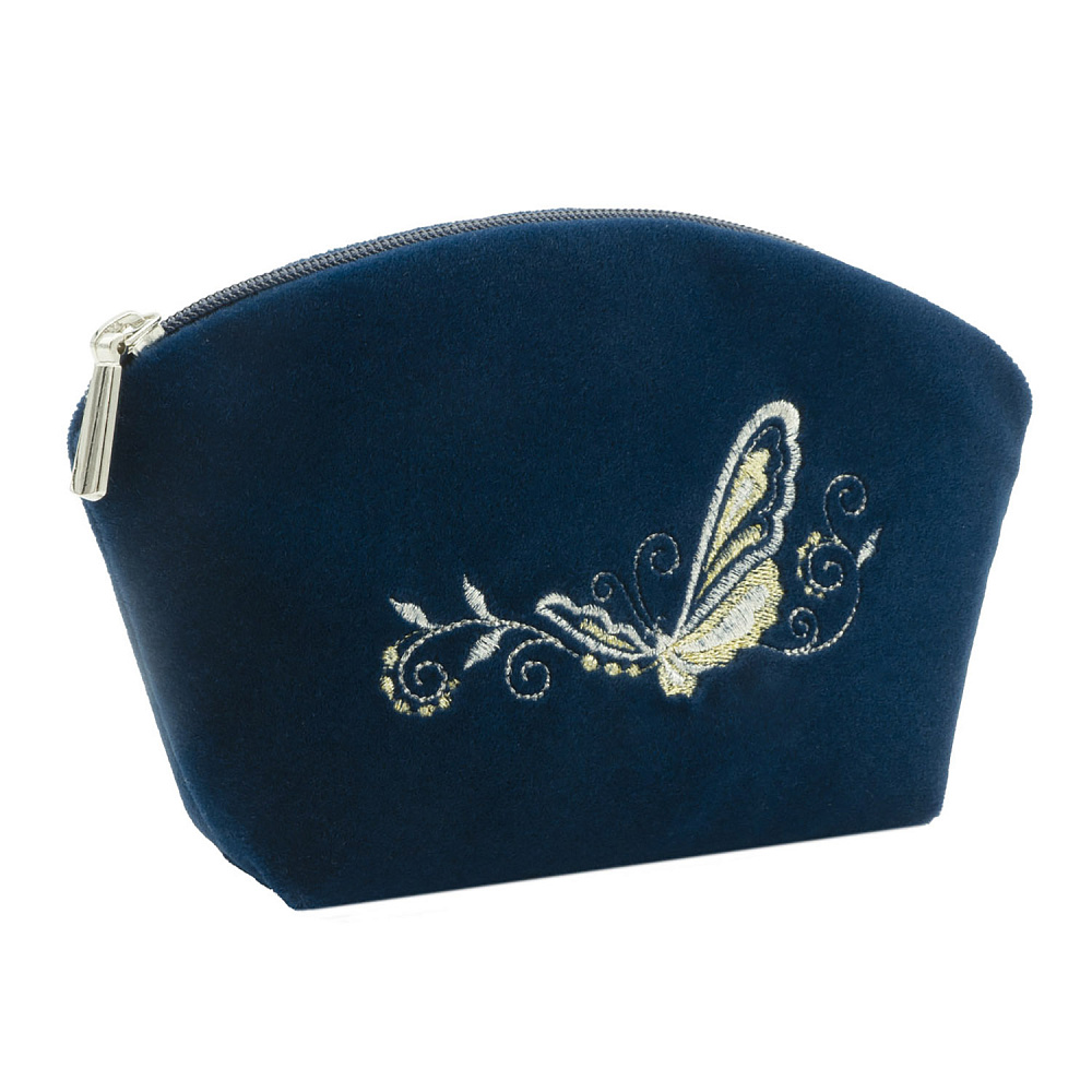 Косметичка «Бабочка». Темно-синяя с вышивкой - интернет магазин Русь Велика я 