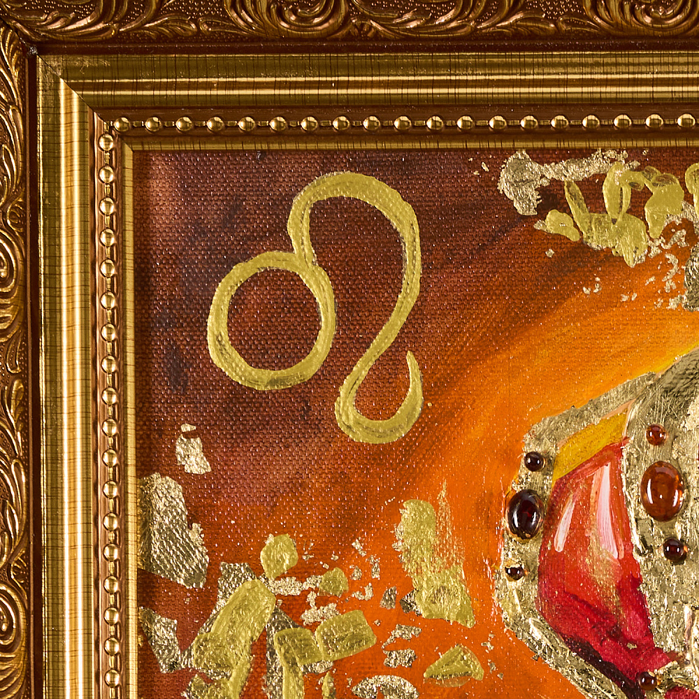 Картина с поталью и янтарем «Лев» 40х60 см - интернет магазин Русь Велика я фото 3