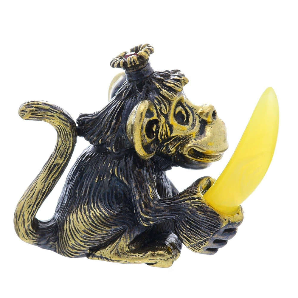 Статуэтка с янтарем «Обезьяна с бананом» - интернет магазин Русь Велика я фото 1