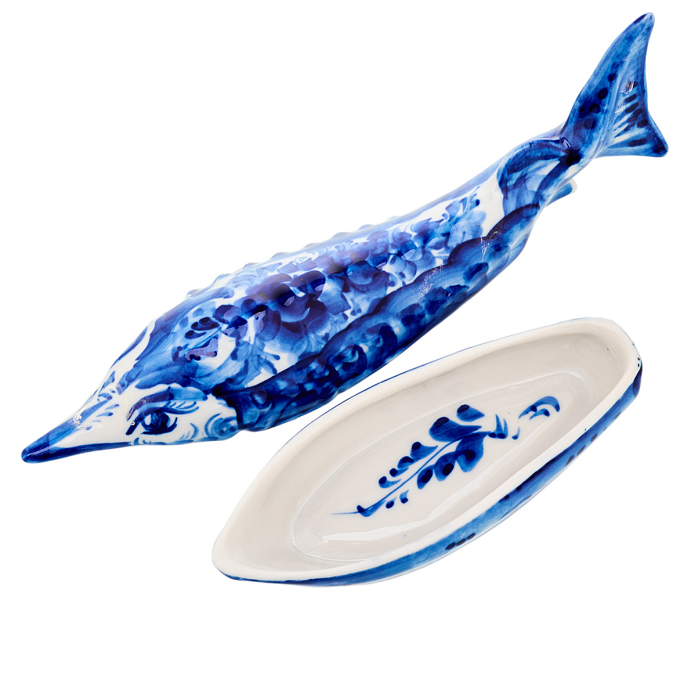 Икорница «Осетр». Гжель - интернет магазин Русь Велика я фото 1