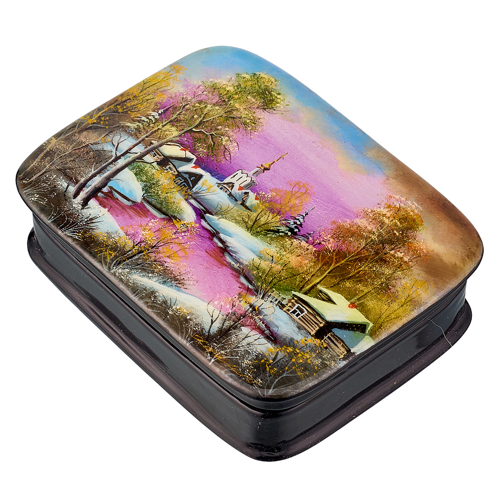 Шкатулка из папье-маше с художественной росписью «Зима» - интернет магазин Русь Велика я фото 1