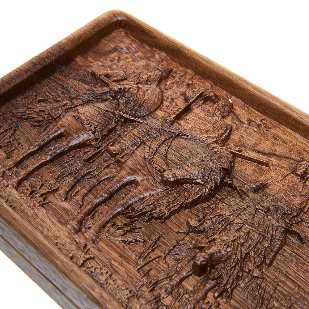 0053584/Домино D6 в резной дубовой шкатулке «БОГАТЫРИ»  RTD-305.M - интернет магазин Русь Велика я фото 1