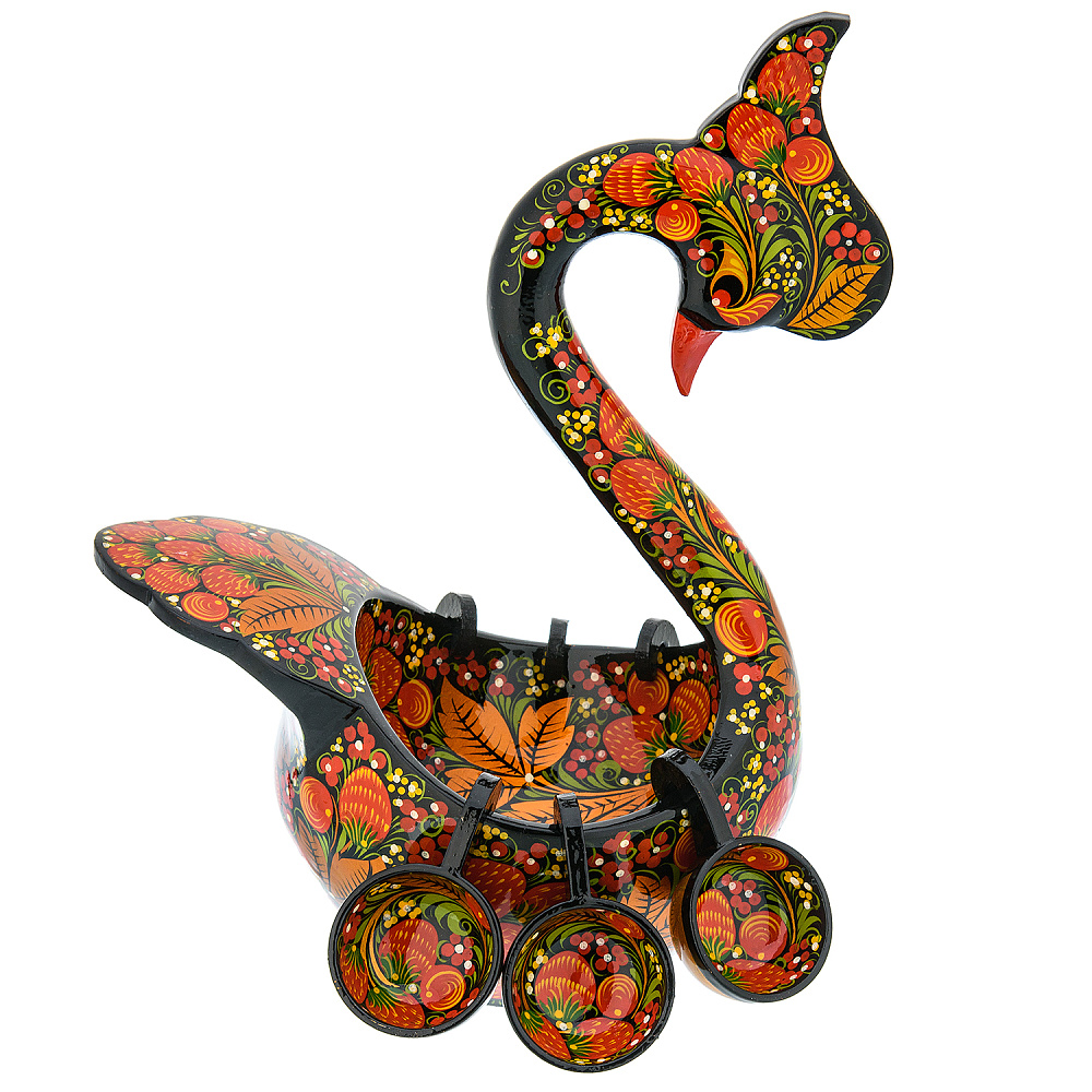 Братина с ковшиками «Лебедь». Хохлома - интернет магазин Русь Велика я 