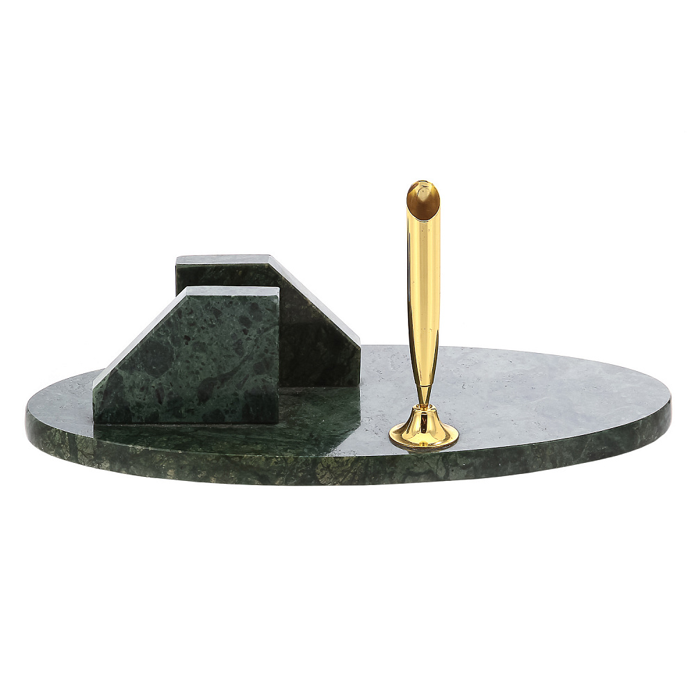 Настольная визитница из камня с подставкой для ручки - интернет магазин Русь Велика я 