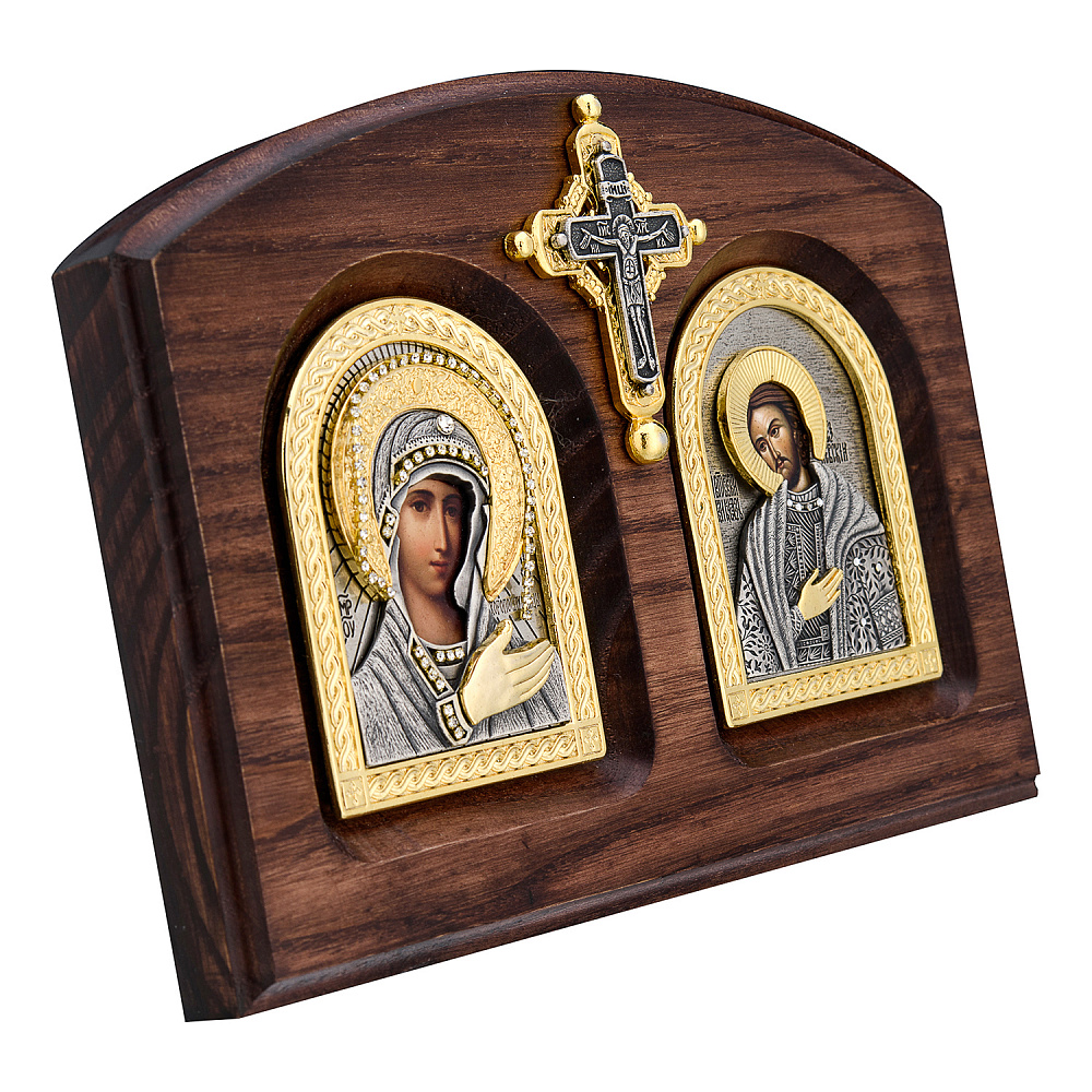 Икона-диптих «Александр Невский и Богородица» 20 х 13,5 см - интернет магазин Русь Велика я фото 1