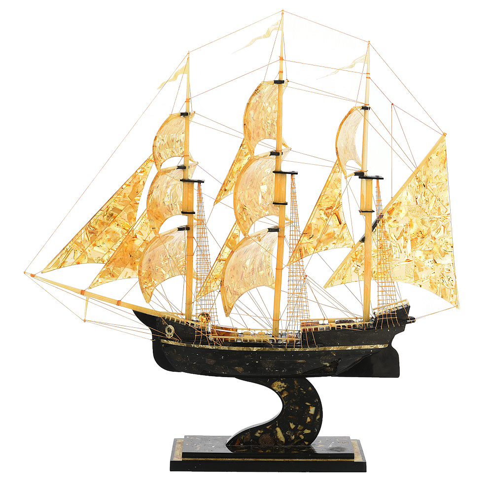 Скульптура из янтаря «Корабль-парусник» - интернет магазин Русь Велика я фото 2