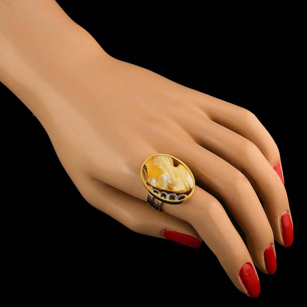 Кольцо с янтарем «Модерн». Серебро 925* - интернет магазин Русь Велика я 