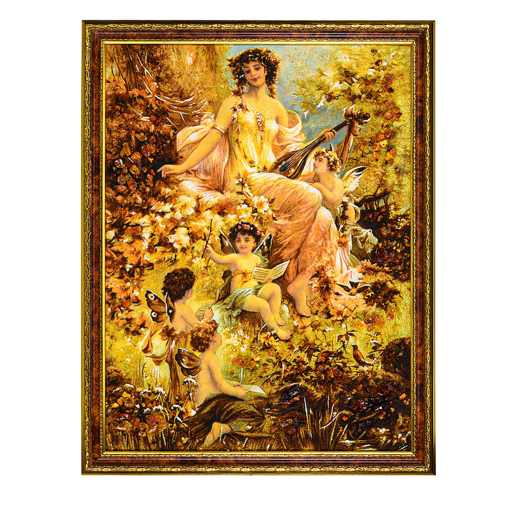 Картина янтарная «Амуры» 60х80 см - интернет магазин Русь Велика я 