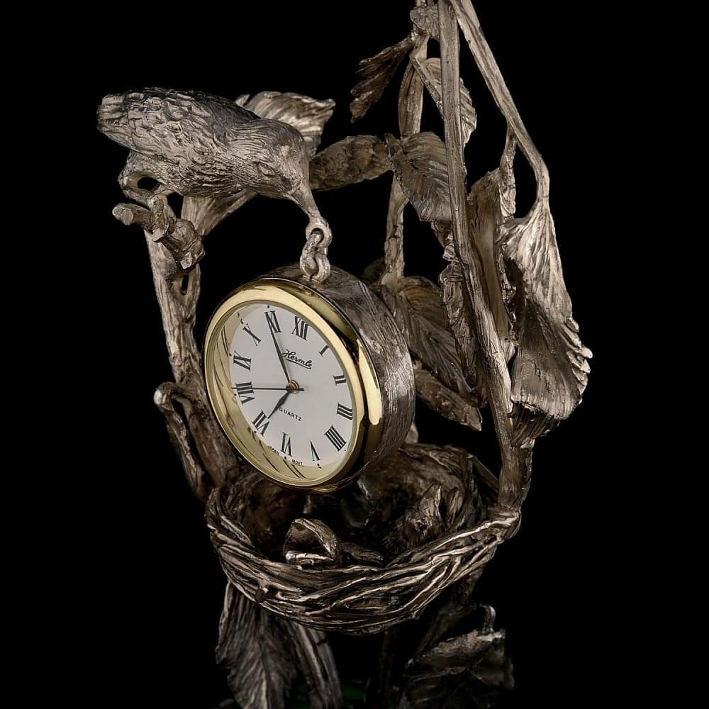 Эксклюзивные настольные часы из серебра «Гнездо» - интернет магазин Русь Велика я фото 4