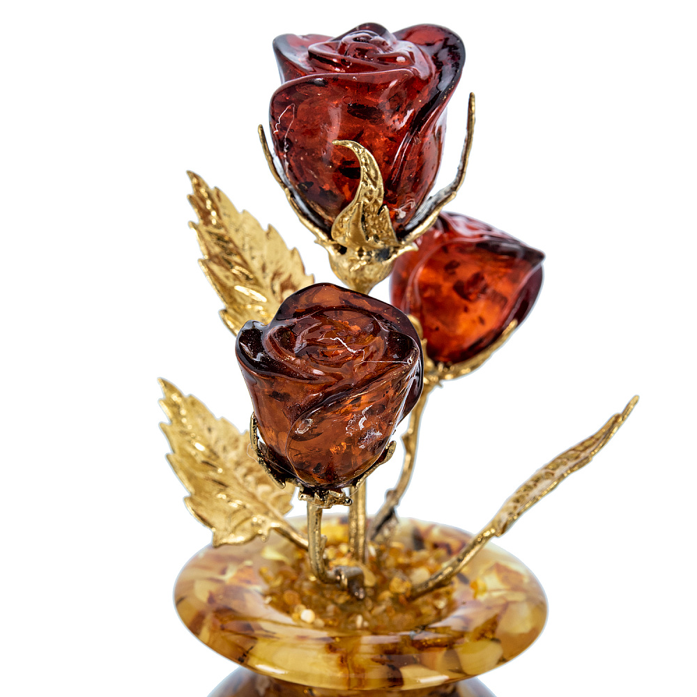 Янтарная композиция «Цветочная ваза. Три бутона» - интернет магазин Русь Велика я фото 2