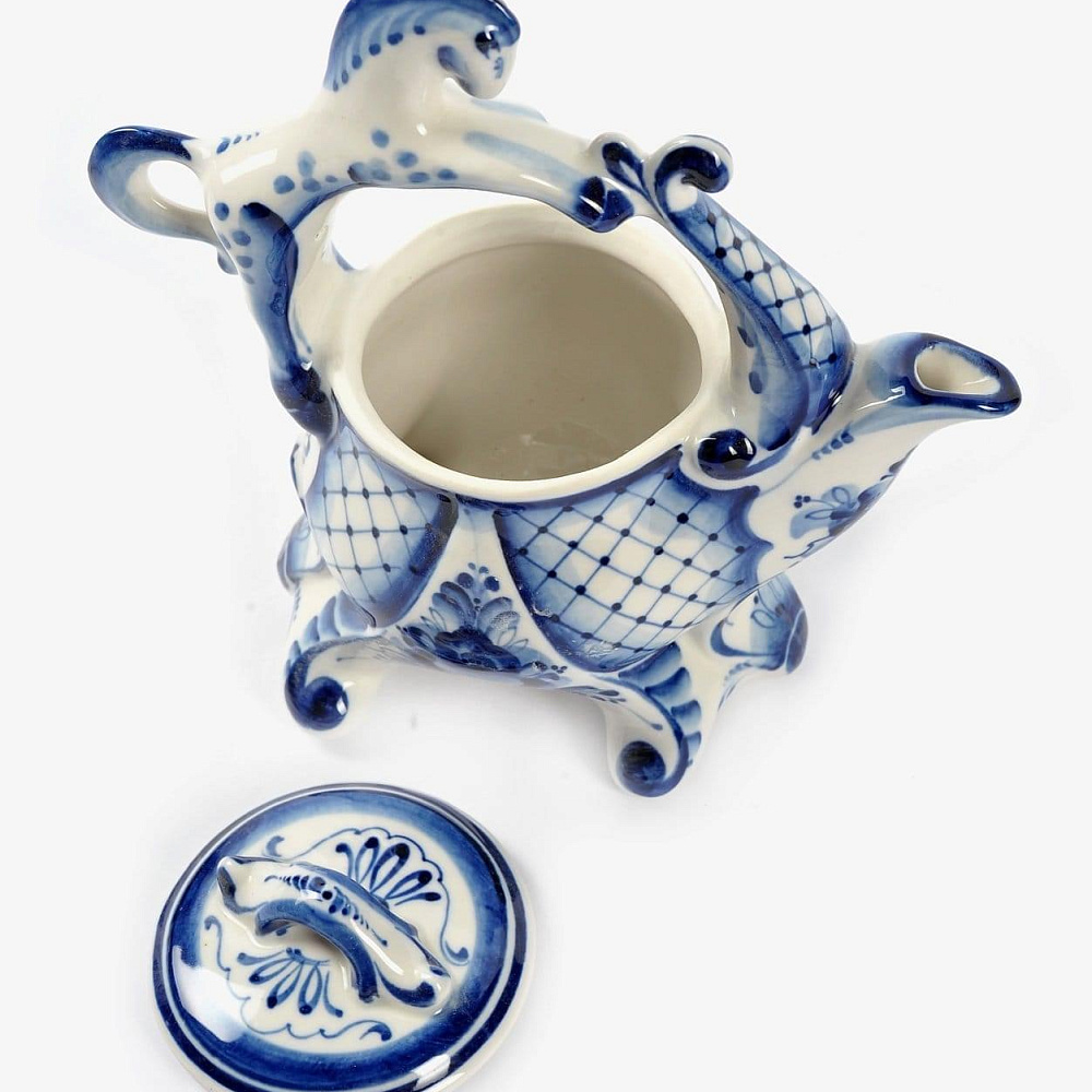 Чайник «Лошадь». Гжель - интернет магазин Русь Велика я фото 1