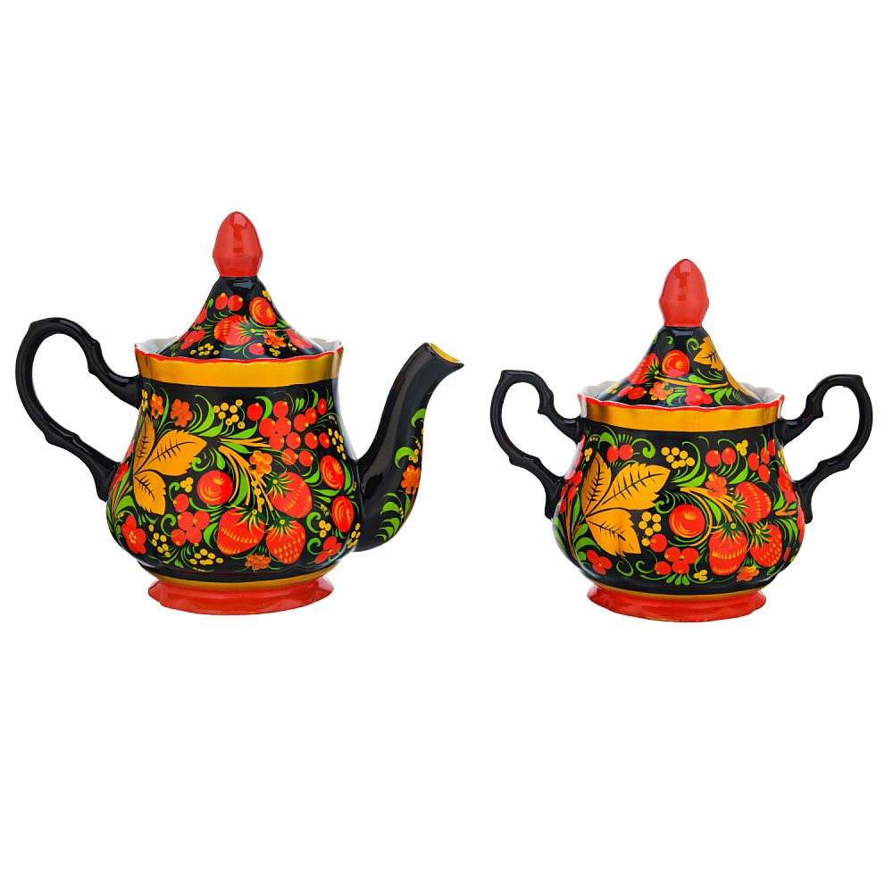 Самовар электрический 4 л с сервизом «Клубника». Хохлома - интернет магазин Русь Велика я фото 4