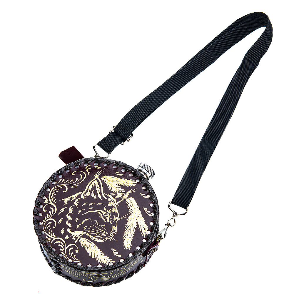 Фляга в кожаном футляре «Рысь» 0,5 л - интернет магазин Русь Велика я фото 3