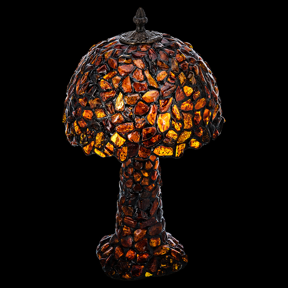 Настольная лампа из янтаря и бронзы. Высота 39 см - интернет магазин Русь Велика я фото 2