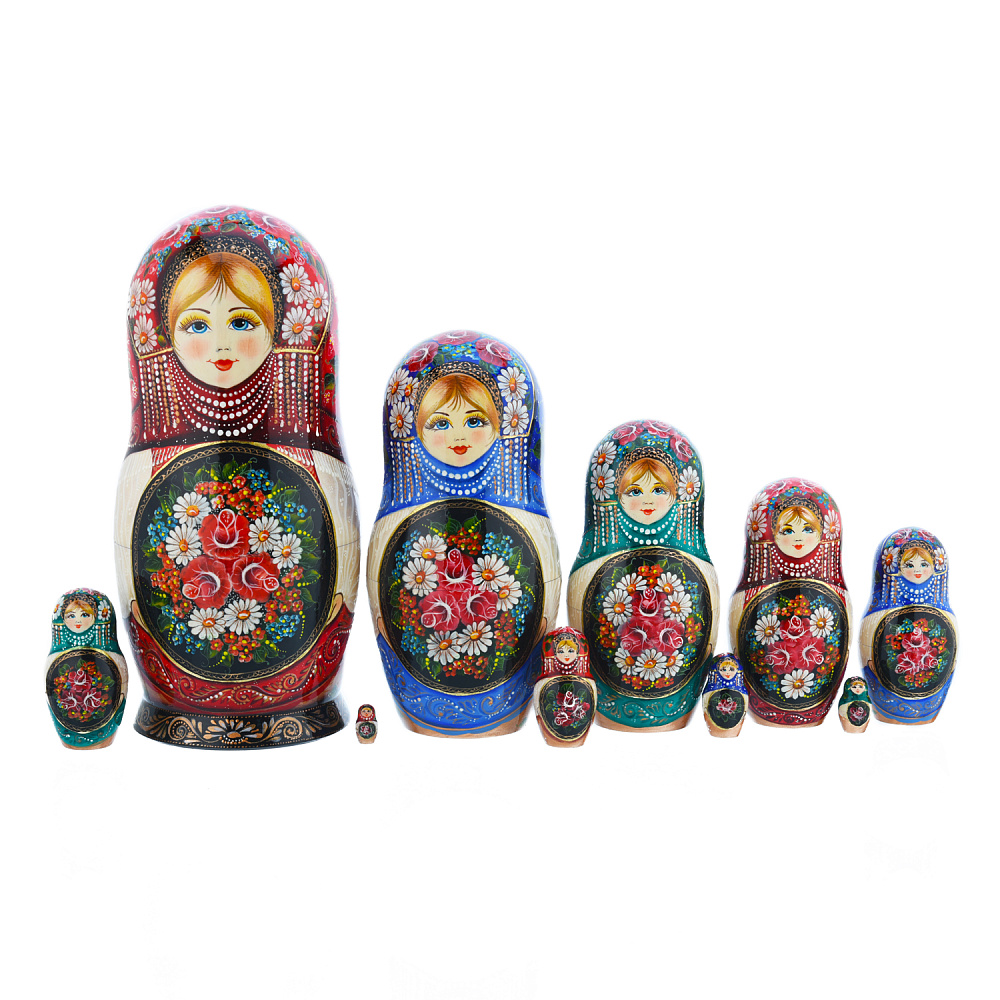 Матрешка «Цветы» 10 мест - интернет магазин Русь Велика я фото 4